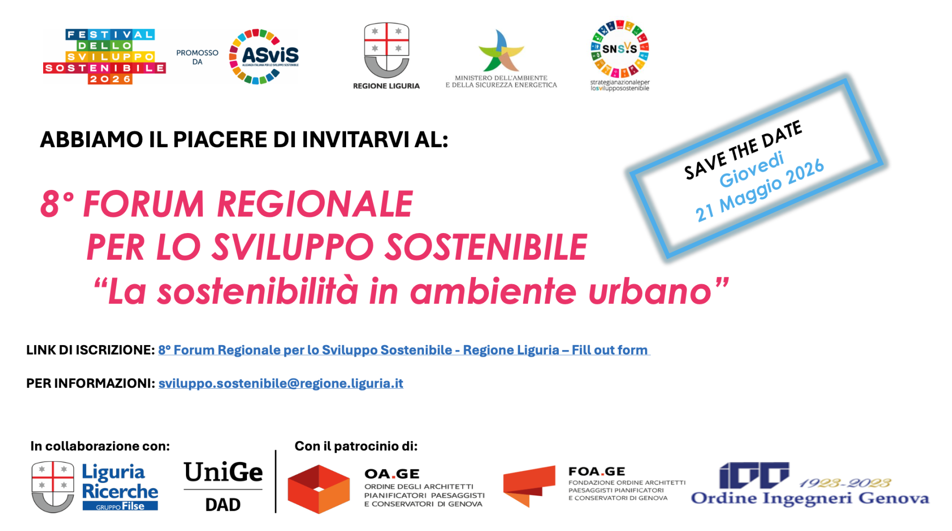 Alessandro Frigerio relatore all’8° Forum Regionale per lo Sviluppo Sostenibile | 21 maggio